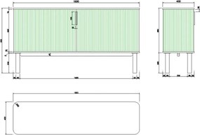 Нисък скрин от дъб с плъзгащи се врати в естествен цвят 160x80 cm Langley – Actona