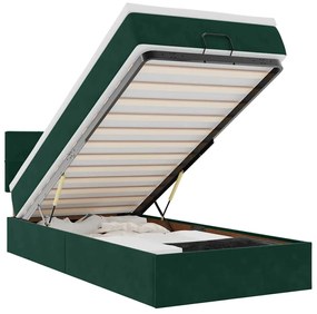 3311756 vidaXL Османска легло с матрак, тъмнозелено, 100x200 см, кадифе