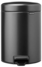 Кош за боклук с педал Brabantia NewIcon 1008838, 5 л, Плавно затваряне, Противоплъзгаща основа, Тъмносив
