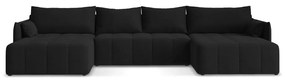 Черен разтегателен ъглов диван с място за съхранение (U форма) Moku – Makamii