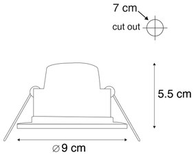 Комплект от 6 вградени прожектора черни с LED 3-степенна димируема IP65 - Blanca