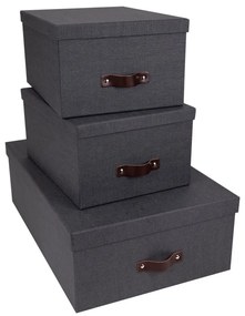 Комплект от 3 черни кутии за съхранение Inge - Bigso Box of Sweden