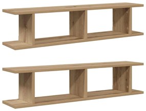 856601 vidaXL Стенни рафтове, 2 бр, дъб артизан, 90x18x20 см, инженерно дърво