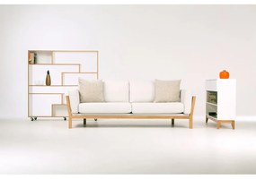 Бяла етажерка за книги с дървен ръб 140x143 cm Southbury - Woodman