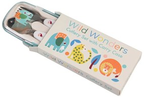 Кремав детски прибори за хранене 2 бр. от неръждаема стомана Wild Wonders – Rex London