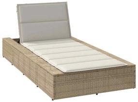 4104206 vidaXL Шезлонг с плаваща възглавница Beige Poly Rattan
