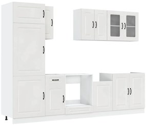 3314793 vidaXL Комплект кухненски шкафове от 8 части "Kalmar" с висок гланц, бяло инженерно дърво