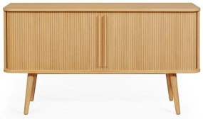 Нисък скрин от декор от дъб с плъзгащи се врати естествен 138x75 cm Rove – Woodman