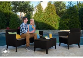 Тъмносив градински комплект за отдих от изкуствен ратан за 4 Salemo – Keter