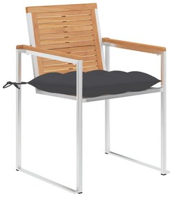 3078596 vidaXL Градински столове, 6 бр, с възглавници, тиково дърво масив