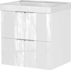 Бял гланцов стенен шкаф за мивка 61x65 cm Celano – Germania