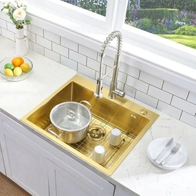 Стоманена мивка Liam BRUSH GOLD