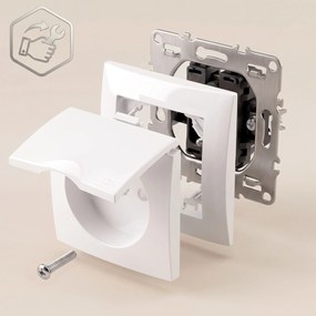 Единичен контакт със заземяване и капаче с рамка OSTE JNH005-G White