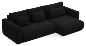 Черен кадифен разтегателен ъглов диван с място за съхранение (десен ъгъл) Kapua – Makamii