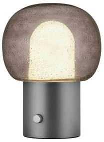 Антрацитна алуминиева LED настолна лампа със стъклен абажур (височина 32 cm) Iris – Blomus