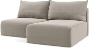 Кафяво-сив кадифен сгъваем/с място за съхранение ъглов диван (десен ъгъл) Kalena – Makamii