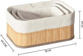 Комплект от 3 коша за съхранение 5five, Бамбук, Естествен