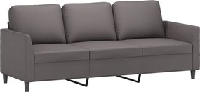359340 vidaXL 3-местен диван, сив, 180 см, изкуствена кожа