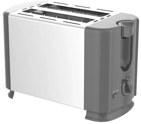 Тостер за хляб Rosberg R51440GS, 700W, 2 филии, 6 нива, Ненагряваща се външна повърхност, Бял/сив