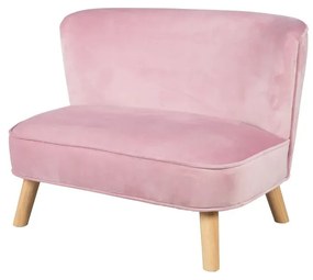 Детски диван от светлорозово кадифе 70 cm Lil Sofa - Roba