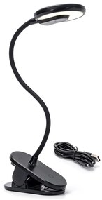 Aigostar - LED регулируема настолна лампа с клип, 3W, 5V, 1800mAh, черна