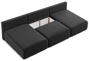 Черен разтегателен ъглов диван с място за съхранение Kalena – Makamii