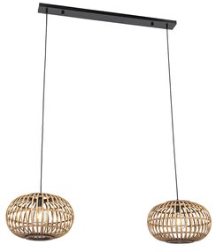 Ориенталска висяща лампа бамбук 2-светлина - Amira