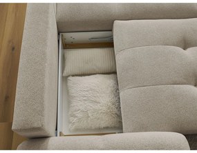 Бежов шенилов сгъваем/с място за съхранение ъглов диван (десен ъгъл) Roxelane – Bobochic Paris