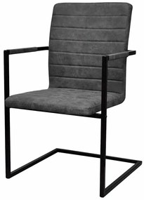 242286 vidaXL Конзолни трапезни столове, 2 бр, тъмно сиви, изкуствена кожа