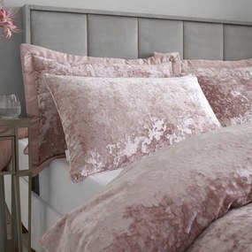 Розово кадифе с удължено двойно спално бельо 230x220 cm Crushed - Catherine Lansfield