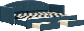 3197341 vidaXL Канапе с изтеглящо легло и чекмеджета синьо 80x200 см кадифе