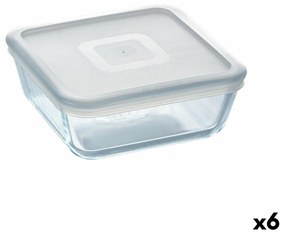 Квадратна Кутия за Обяд с Капак Pyrex Cook & Freeze 850 ml 14 x 14 cm Прозрачен Силикон Cтъкло (6 броя)