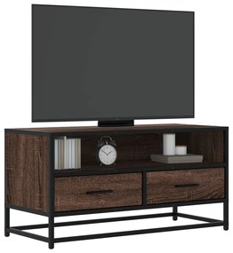 848813 vidaXL ТB шкаф, кафяв дъб, 80x34,5x40 см, инженерно дърво и метал