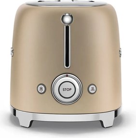 Тостер за хляб SMEG 50's Style TSF01CHMEU, 950W, 2 филии, 6 нива, Тавичка за трохи, Вграден кабел, Неръждаема стомана, Шампанско