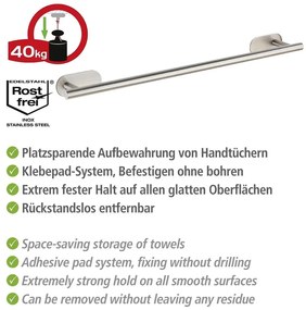 Матово-сребриста самозалепваща поставка за кърпи от неръждаема стомана Orea Uno – Wenko