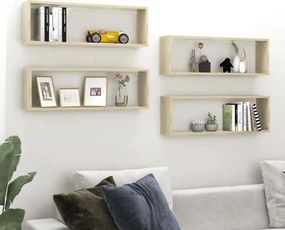 807116 vidaXL Стенни рафтове 4 бр дъб сонома 80x15x26,5 см инженерно дърво