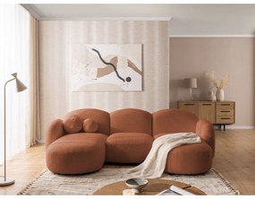 Теракотен ъглов диван от прежда с примки от букле (U форма) Orbit – Ropez