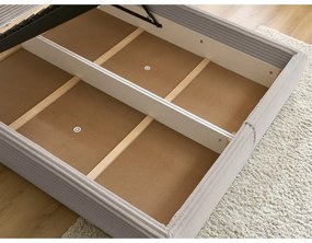 Бежово двойно тапицирано легло с място за съхранение с включена подматрачна рамка 180x200 cm Jade – Bobochic Paris