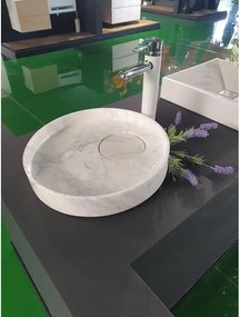 Мивка за баня 43*43*9 CARRARA WHITE BASIN, монтаж върху плот, бял, 43x43x9см