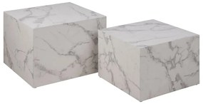 Бели масички за кафе в комплект от 2 бр. от декор от мрамор 58x58 cm Dice – Actona