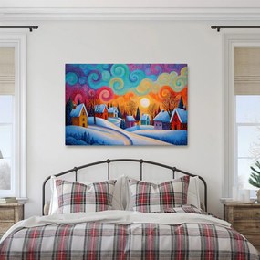 Картина на платно Коледна – Зимна магия на селцето