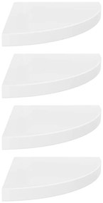 323909 vidaXL 323909  Floating Corner Shelves 4 pcs High Gloss White 35x35x3,8 cm MDF