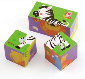 Кубчета Диви животни - 4 броя - Viga Toys