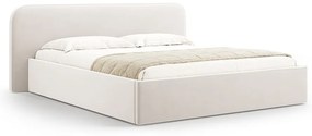 Двойно тапицирано легло с място за съхранение с включена подматрачна рамка в цвят слонова кост 200x200 cm Elizabeth – Micadoni