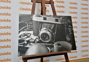 Картина на платно – Стар фотоапарат в черно-бяло
