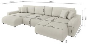 Кремав ъглов диван с място за съхранение от рипсено кадифе Sara – Ropez