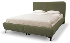 Зелено двойно тапицирано легло с място за съхранение и включена подматрачна рамка 160x200 cm Makapu – Makamii