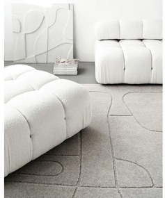 Светлосив вълнен килим 133x190 cm Morphic – Agnella