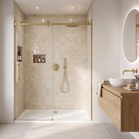 Корито за душ кабина-акрилно Rea Belmond White 90x120 Brush Gold