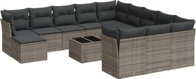3250479 vidaXL Градински комплект диван с възглавници 13 части сив полиратан